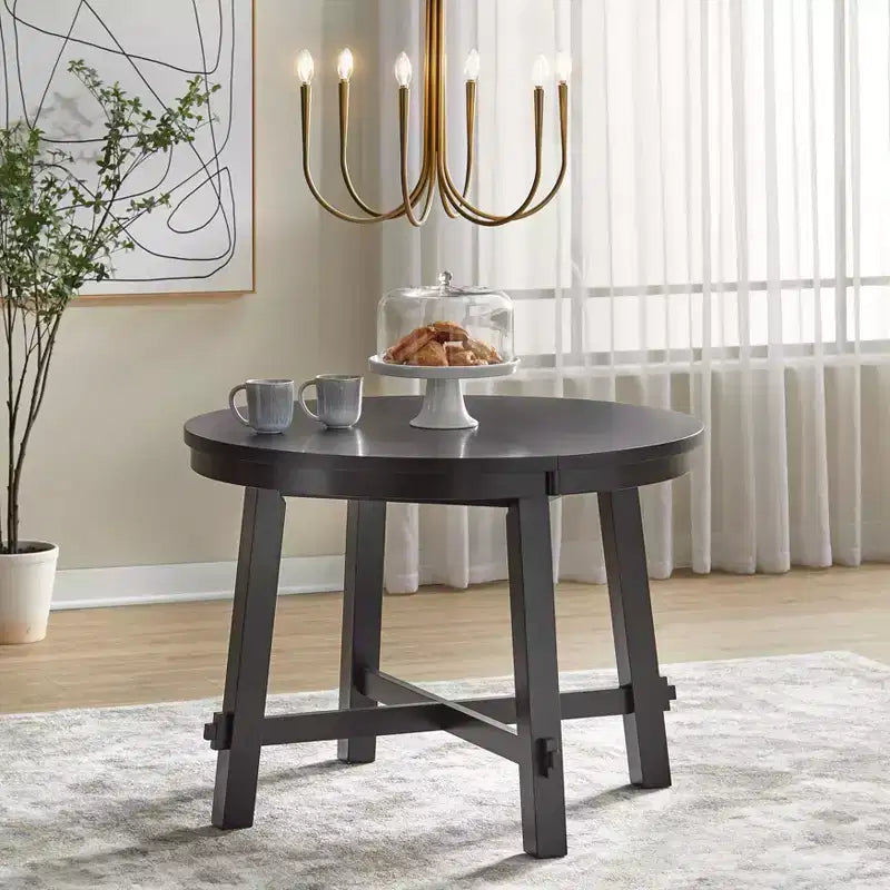 Ensemble repas extensible Lifestorey 5 pièces Edmonton style ferme avec chaises en bois massif noir mat