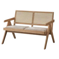 Banc à accoudoirs en cannage en bois massif Lifestorey Baywood Mid Century chêne clair