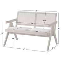 Banc à accoudoirs en cannage en bois massif Lifestorey Baywood Mid Century chêne clair
