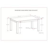 WyndenHall Saige table de salle à manger rectangulaire placage noyer : style contemporain, 6 places, sans rallonge