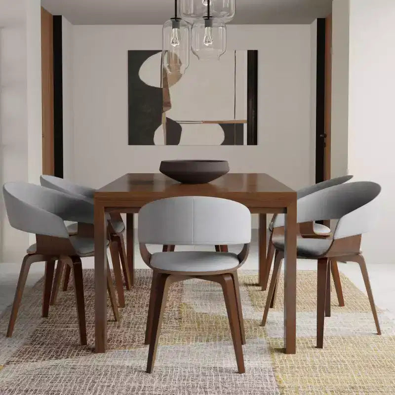WyndenHall Saige table de salle à manger rectangulaire placage noyer : style contemporain, 6 places, sans rallonge