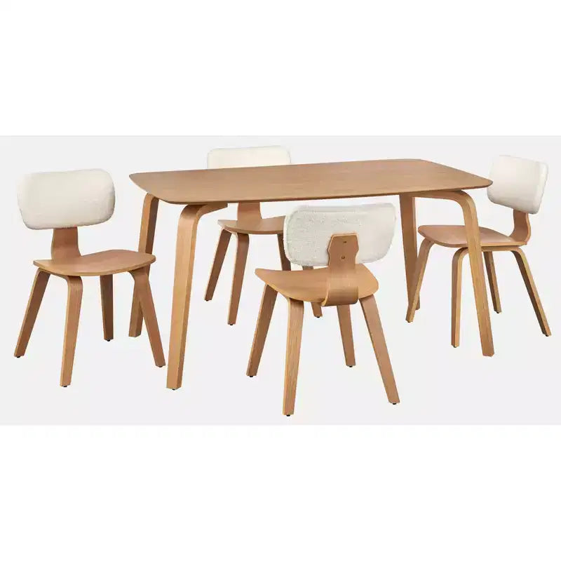Ensemble de salle à manger rectangulaire Lifestorey Sigrid 5 pièces, chêne clair naturel