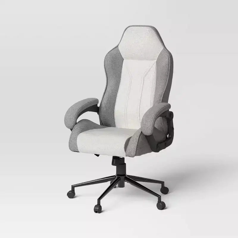 Chaise de jeu pivotante grise – Room Essentials™ : Chaise de bureau d'ordinateur rembourrée, réglable, accoudoirs fixes