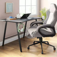 Chaise de jeu pivotante grise – Room Essentials™ : Chaise de bureau d'ordinateur rembourrée, réglable, accoudoirs fixes