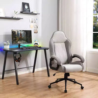 Chaise de jeu pivotante grise – Room Essentials™ : Chaise de bureau d'ordinateur rembourrée, réglable, accoudoirs fixes