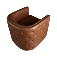 Fauteuil pivotant Milton Tufted Barrel marron - Madison Park : rembourré, aucun assemblage, finition bronze plaqué