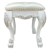 Fauteuil d'appoint Dresden II 20 po finition PU/blanc os - Acme Furniture : esprit romantique, dossier à oreilles champagne, garniture à clous