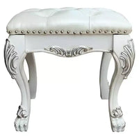 Fauteuil d'appoint Dresden II 20 po finition PU/blanc os - Acme Furniture : esprit romantique, dossier à oreilles champagne, garniture à clous