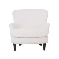 Christopher Knight Home Hartshorn Ensemble fauteuil club et pouf rembourrés en tissu bouclé Amande/Noir mat
