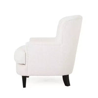 Christopher Knight Home Hartshorn Ensemble fauteuil club et pouf rembourrés en tissu bouclé Amande/Noir mat