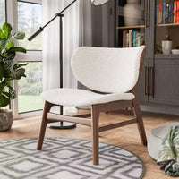 HOMES: Inside + Out Fauteuil d'appoint Mid-Century Modern Wingback Boucle River Run Noyer