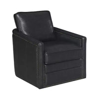 Fauteuil d'appoint Rocha 76 cm Cuir Aire Noir : Pivotant, Coussins amovibles, Similicuir, Cadre en bois, Style contemporain