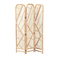 bali & pari Firenze paravent en rotin brun naturel : fait main, triptyque, design bohème, sans assemblage requis