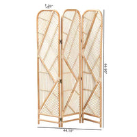 bali & pari Firenze paravent en rotin brun naturel : fait main, triptyque, design bohème, sans assemblage requis