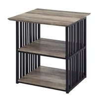 Table de chevet Zudora 22 po, finition chêne antique et noir - Acme Furniture : structure métallique, étagère ouverte, sans assemblage requis