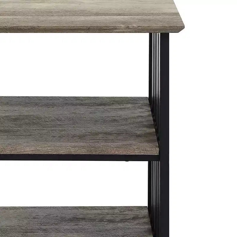 Table de chevet Zudora 22 po, finition chêne antique et noir - Acme Furniture : structure métallique, étagère ouverte, sans assemblage requis