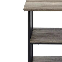 Table de chevet Zudora 22 po, finition chêne antique et noir - Acme Furniture : structure métallique, étagère ouverte, sans assemblage requis