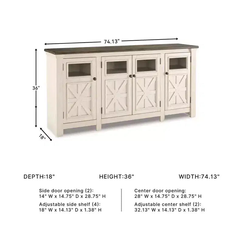 Meuble TV extra-large Bolanburg pour téléviseurs jusqu'à 74 po, blanc cassé : meuble multimédia - Signature Design by Ashley