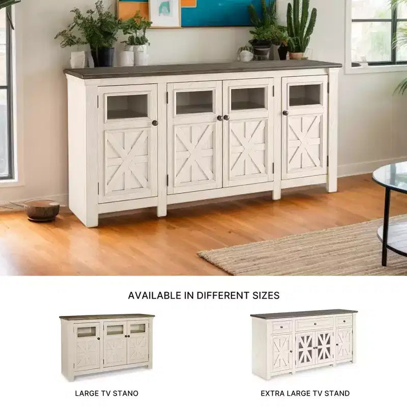 Meuble TV extra-large Bolanburg pour téléviseurs jusqu'à 74 po, blanc cassé : meuble multimédia - Signature Design by Ashley