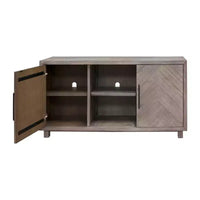 Meuble TV console Palisade pour téléviseurs jusqu'à 60" gris - Martin Furniture : motif chevron, quincaillerie en fer