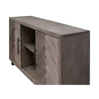 Meuble TV console Palisade pour téléviseurs jusqu'à 60" gris - Martin Furniture : motif chevron, quincaillerie en fer