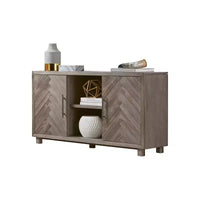 Meuble TV console Palisade pour téléviseurs jusqu'à 60" gris - Martin Furniture : motif chevron, quincaillerie en fer