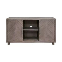 Meuble TV console Palisade pour téléviseurs jusqu'à 60" gris - Martin Furniture : motif chevron, quincaillerie en fer
