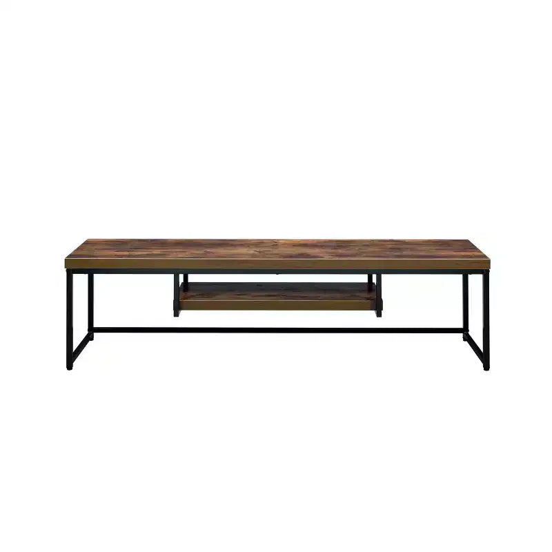 Meuble TV Bob pour téléviseurs jusqu'à 59" finition chêne vieilli/métal noir - Acme Furniture : Console robuste pour écran de télévision