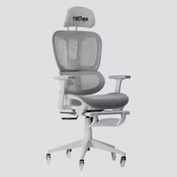 Chaise de jeu Airflex2 Mesh avec repose-pieds blanc - Techni Sport : Inclinaison synchronisée, capacité de 125 kg, design ergonomique