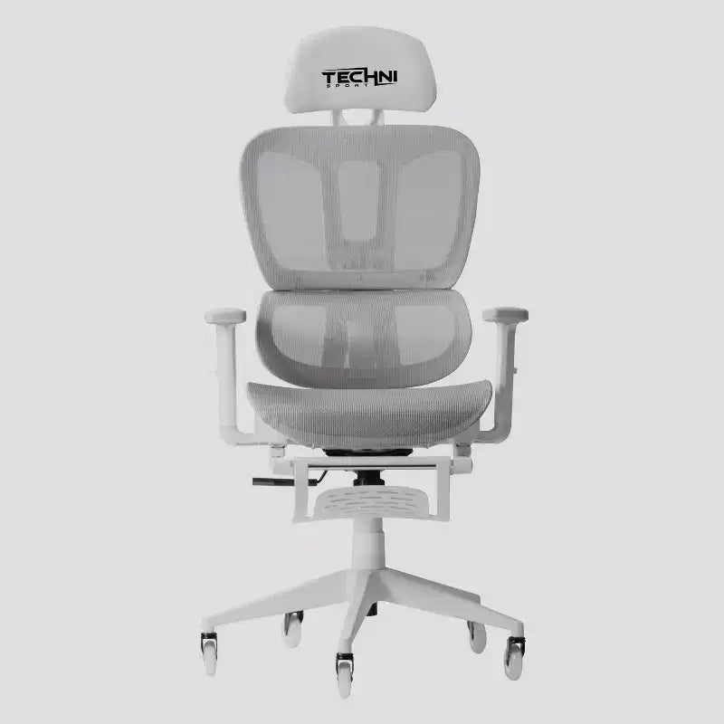 Chaise de jeu Airflex2 Mesh avec repose-pieds blanc - Techni Sport : Inclinaison synchronisée, capacité de 125 kg, design ergonomique