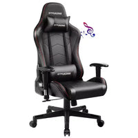Chaise de gaming GTRACING avec haut-parleurs Bluetooth Fauteuil de bureau à dossier haut en PU noir