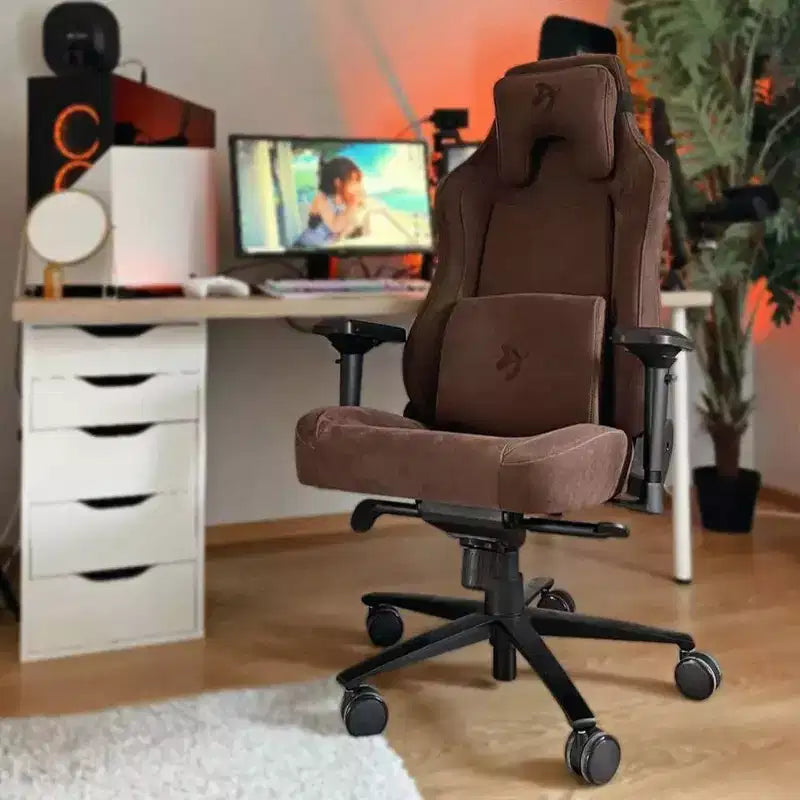 Chaise de bureau et gaming Arozzi Vernazza ultra-douce avec soutien lombaire en mousse à mémoire de forme, marron