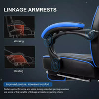 Chaise de jeu LUCKRACER avec repose-pieds, chaise de bureau à dossier haut, chaise de bureau, bleue