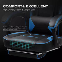 Chaise de jeu LUCKRACER avec repose-pieds, chaise de bureau à dossier haut, chaise de bureau, bleue