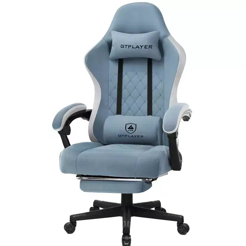 Chaise de gaming GTPLAYER en tissu avec accoudoirs synchronisés, chaise de bureau, bleu clair