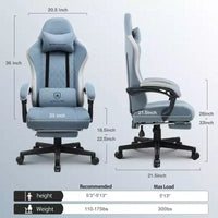 Chaise de gaming GTPLAYER en tissu avec accoudoirs synchronisés, chaise de bureau, bleu clair