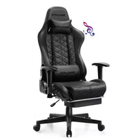 Chaise de jeu GTPLAYER avec haut-parleurs Bluetooth et repose-pieds Fauteuil de bureau à dossier haut noir