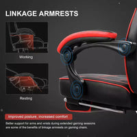 Chaise de jeu LUCKRACER avec repose-pieds, chaise de bureau à dossier haut, chaise d'ordinateur rouge