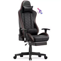 Chaise de jeu GTPLAYER avec haut-parleurs Bluetooth et repose-pieds Fauteuil de bureau à dossier haut Rouge