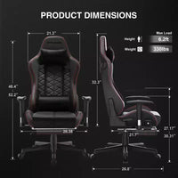 Chaise de jeu GTPLAYER avec haut-parleurs Bluetooth et repose-pieds Fauteuil de bureau à dossier haut Rouge