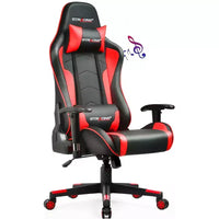 Chaise de jeu GTRACING avec haut-parleurs Bluetooth Fauteuil de bureau à dossier haut en PU Rouge