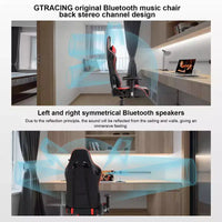 Chaise de jeu GTRACING avec haut-parleurs Bluetooth Fauteuil de bureau à dossier haut en PU Rouge