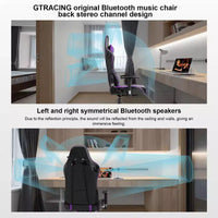 Chaise de gaming GTRACING avec haut-parleurs Bluetooth Chaise de bureau dossier haut en PU Violette