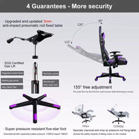 Chaise de gaming GTRACING avec haut-parleurs Bluetooth Chaise de bureau dossier haut en PU Violette