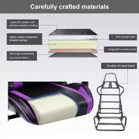 Chaise de gaming GTRACING avec haut-parleurs Bluetooth Chaise de bureau dossier haut en PU Violette