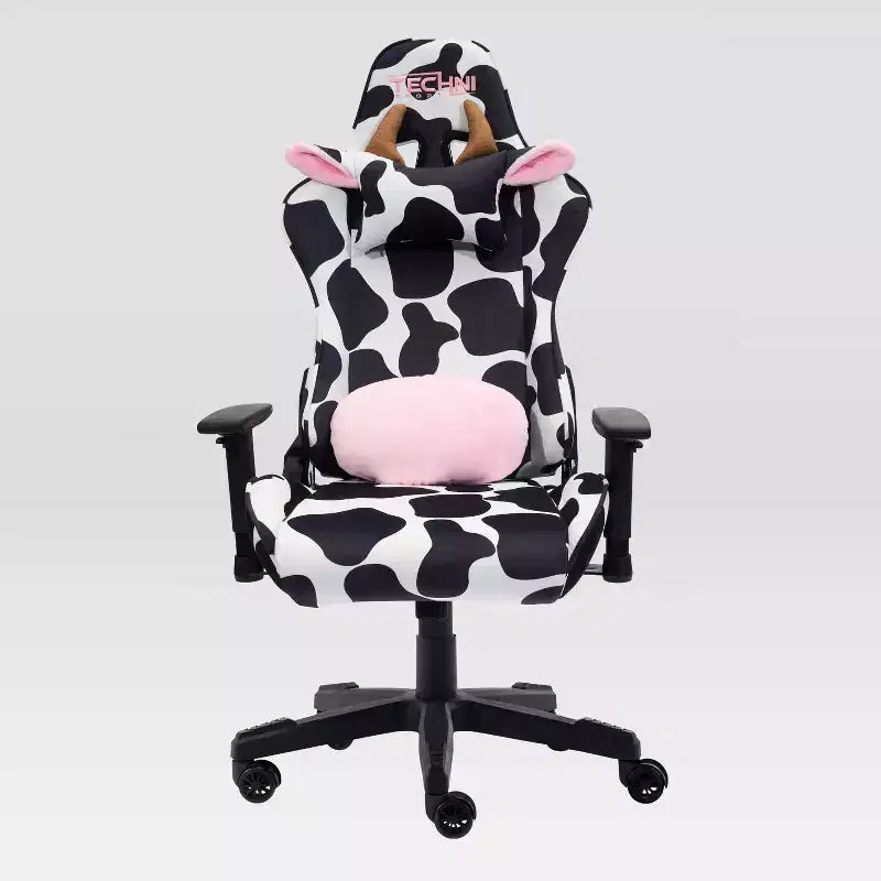 Fauteuil de jeu Ts85 Cow Print Luxx Series Cow - Techni Sport : Rembourrage en velours, mousse à mémoire de forme, réglable