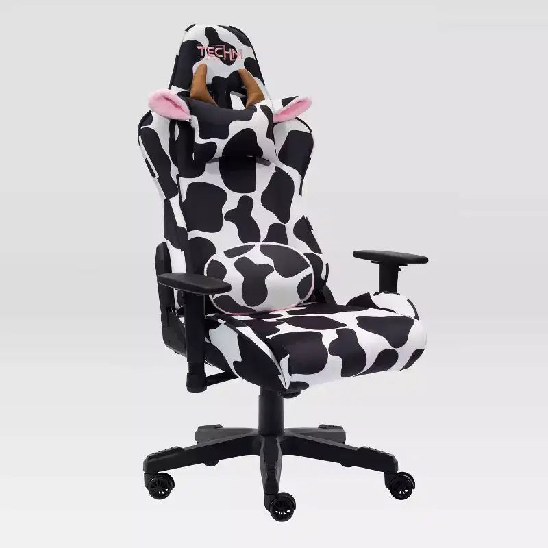 Fauteuil de jeu Ts85 Cow Print Luxx Series Cow - Techni Sport : Rembourrage en velours, mousse à mémoire de forme, réglable