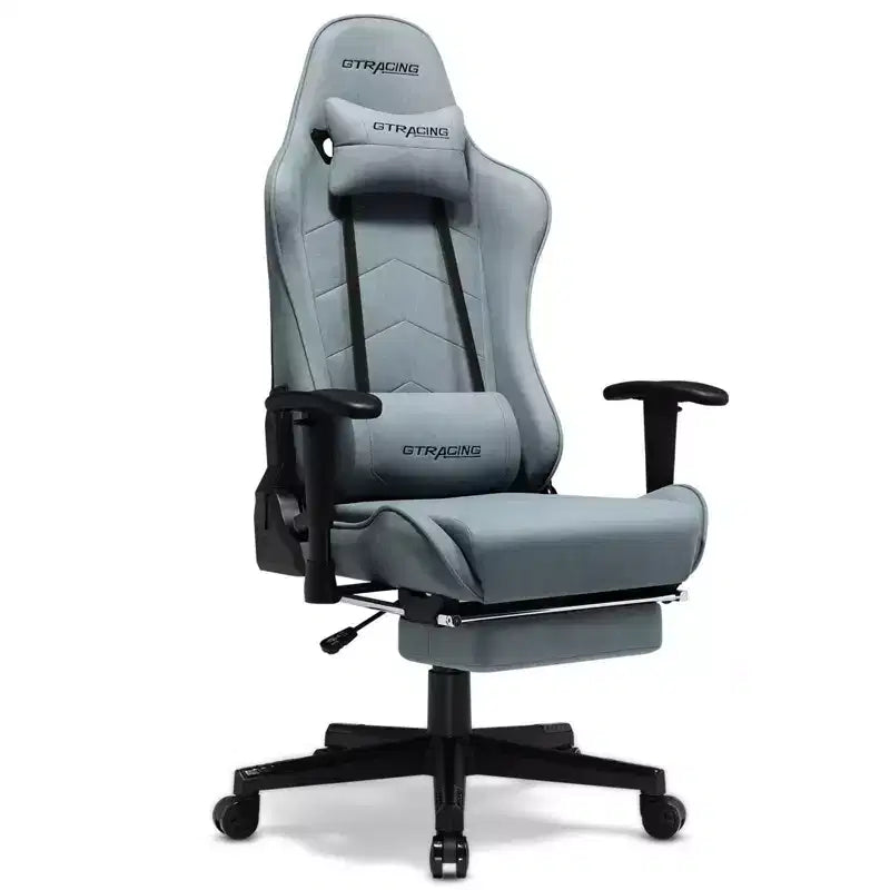 Chaise de jeu GTRACING avec repose-pieds, chaise de bureau ergonomique inclinable avec soutien lombaire, bleue