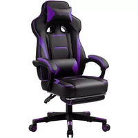 Chaise de jeu LUCKRACER avec repose-pieds Chaise de bureau ergonomique à dossier haut pour ordinateur Bureau Violet