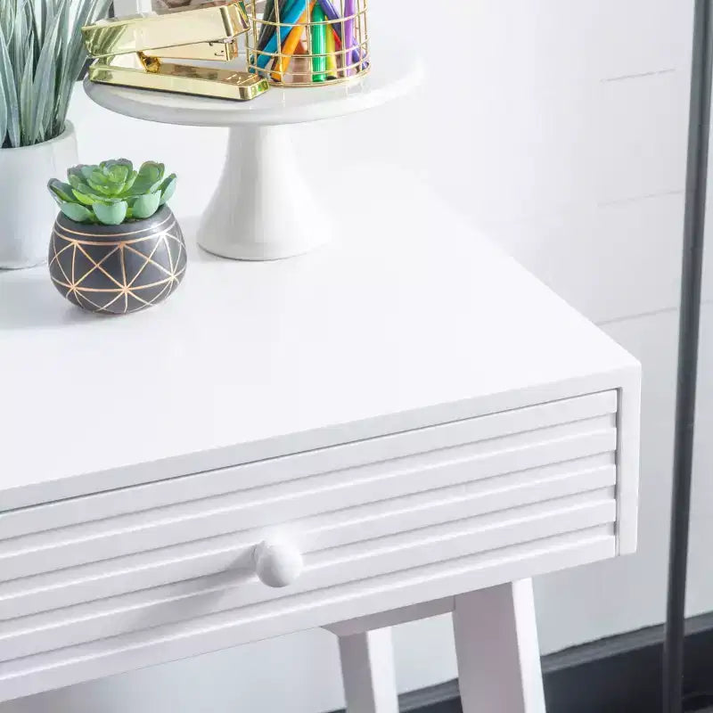 Bureau mid-century moderne Wedeln 2 tiroirs 42" finition bois blanc - Powell : mobilier de bureau à domicile
